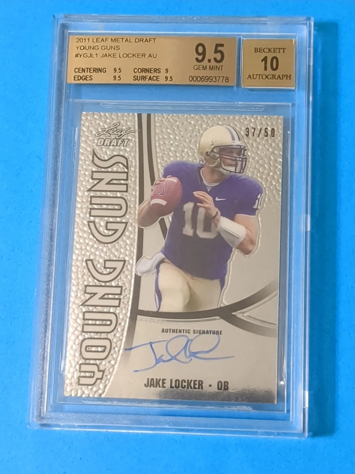 Jake Locker Leaf Metal Draft Young Guns #YGJL1 Autograph