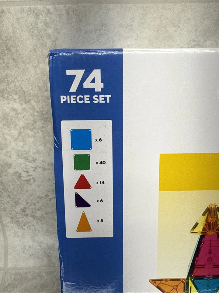 MAGNA-TILES Clear colors 74 Piece Set *New-Box Damage - Image 3 of 4