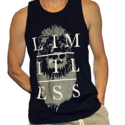 Mens Black Limitless Lion Graphic Fitness Casual Tank Top