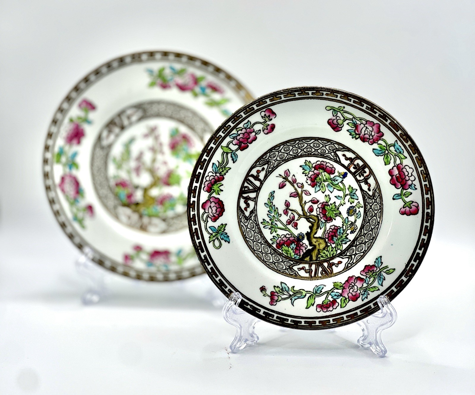 Two Small 12.5cm Dia Plates  / Bridgwood / Pattern: 8682 / Made For Harrords Ltd