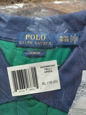 Brand New Ralph Lauren Youth Polo Shirt Size XL 18-20 Green Slim fit