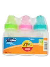 Evenflo 3-Pack Customflow Bottles (4 oz.) Color: pink/multi Size: one size