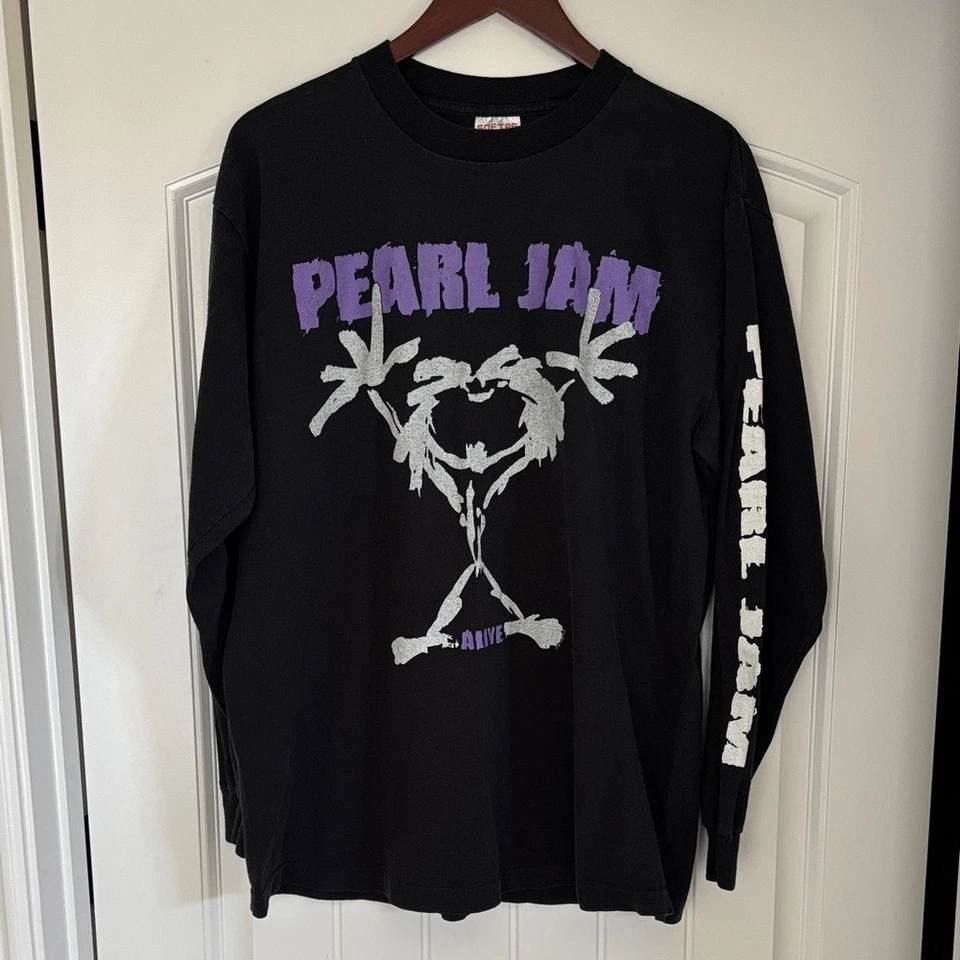 1992 Pearl Jam Vintage Stickman Alive Concert Tour Sof Tee USA T-Shirt Mens XL - Image 2 of 4
