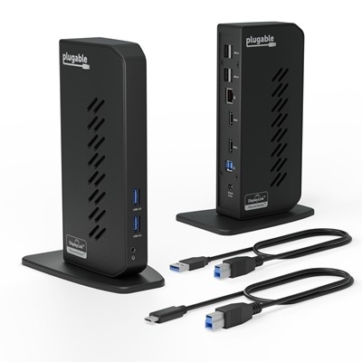 Plugable Ud-3900Z USB-A/USB-C Dual Monitor Universal Displaylink Certified Docki