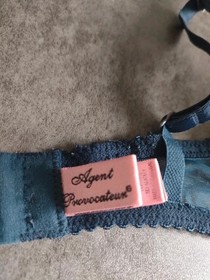 Agent Provocateur Talma Bra. Navy Polka Dot & Pink Satin. 32D