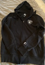 LAS VEGAS Oakland RAIDERS Football STARTER Black Full Zip Hoodie S Sweatshirt