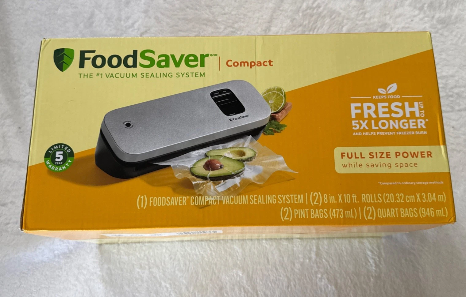 Food Saver Compact Vacuum Sealer Starter Kit - Full Size Power/Space Saving