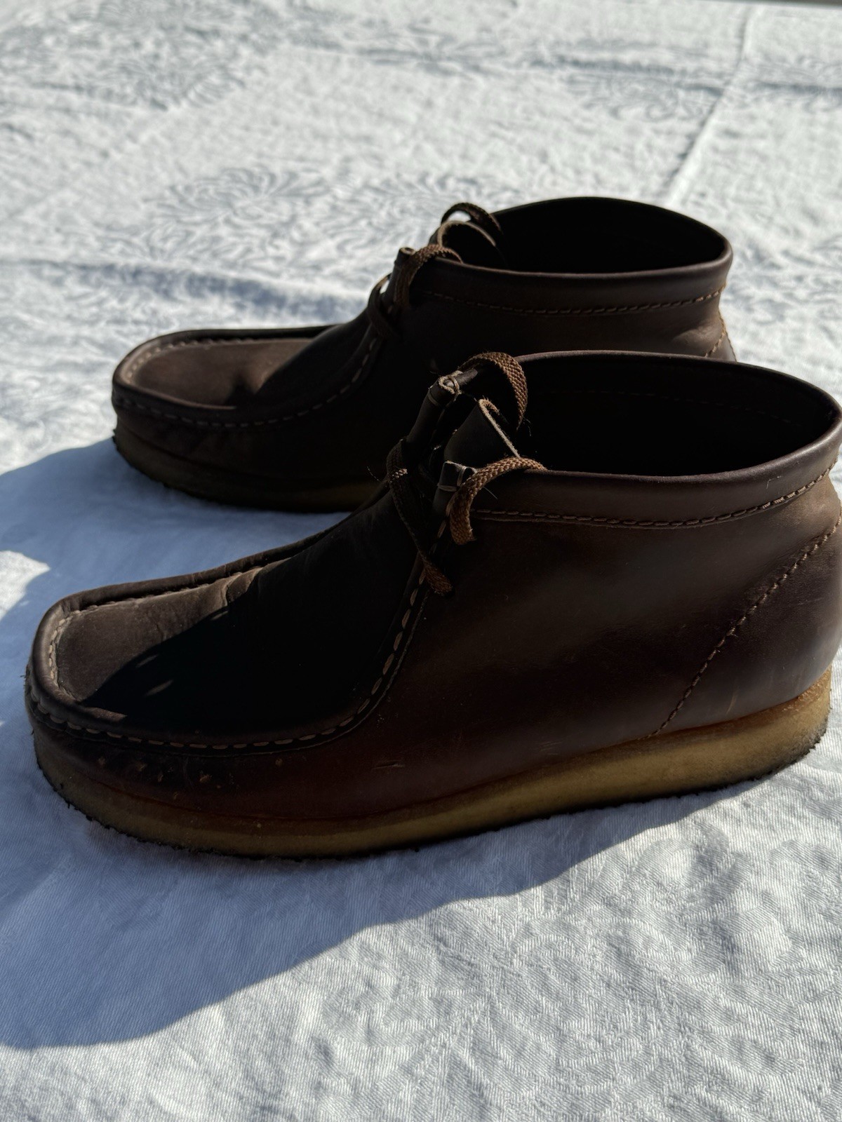 SAOLA Stivali Clarks Wallabees marroni pelle oliata chukka desert boot suola crepe 10 M