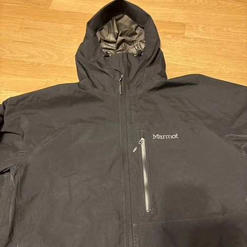 Marmot Minimalist Gore-Tex Rain Jacket Men’s Size  XXL- Black Hooded 2XL Used image 5
