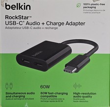 Belkin RockStar USB-C Audio with USB-C Charge Adaptor, 60W, Black