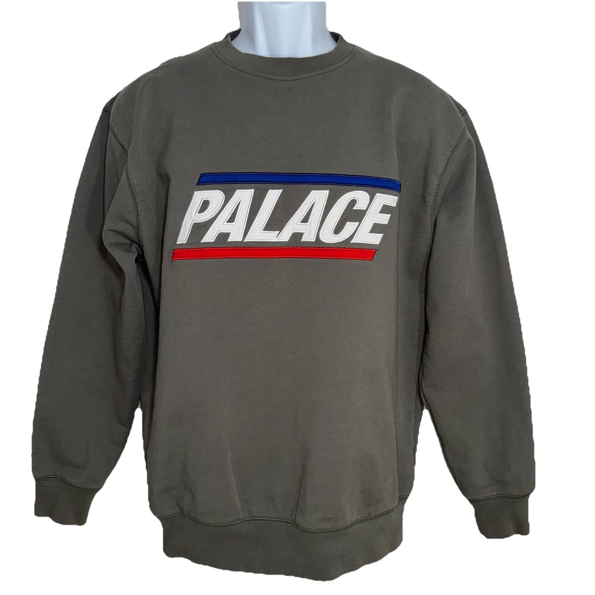 Palace Skateboards Basically A Crew Sweatshirt Olive Embroidered 