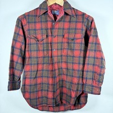 Vintage Pendleton Shirt Red Blue Plaid Pure Virgin Wool USA Made Size 16