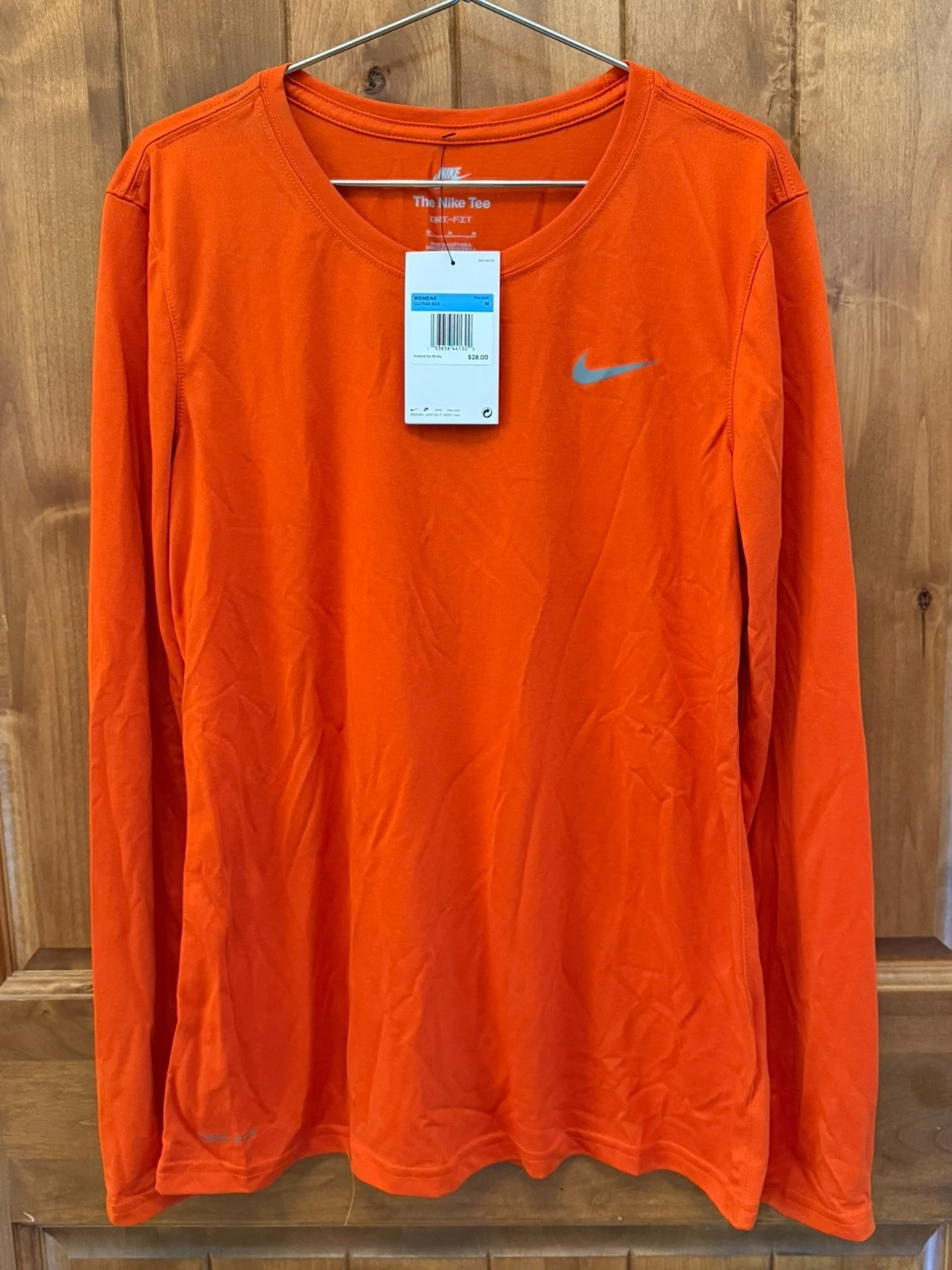 Nike Orange Women's Medium Long Sleeved Dri-Fit Tee, NWT