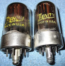 2 Zenith 7F7 Vacuum Tubes  1950's Vintage Black Plate Audio Twin Triodes