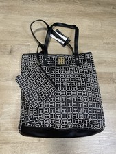 Tommy Hilfiger Navy Monogram Tote Bag Snap Cl...