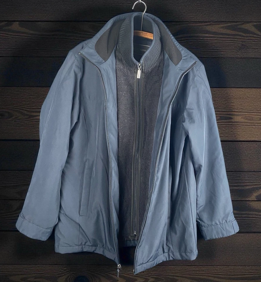 Chaqueta Johnston & Murphy Uptown Car para hombre M cremallera completa azul marino/negro forrada Foto 3 de 4