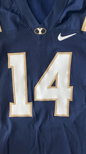 Nike BYU Football Jersey Official TEAM ISSUED #14 Size 42 L Brigham Young Blue - Picture 3 of 6