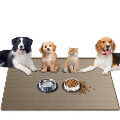 1.5MM Super Thick Dog Food Mat, 48''x32'' Silicone Dog and Cat Mats for Food an...