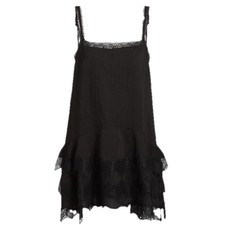 NEW Reformation Cleodora Mini Dress Lace Trim Minidress in Black Size 4