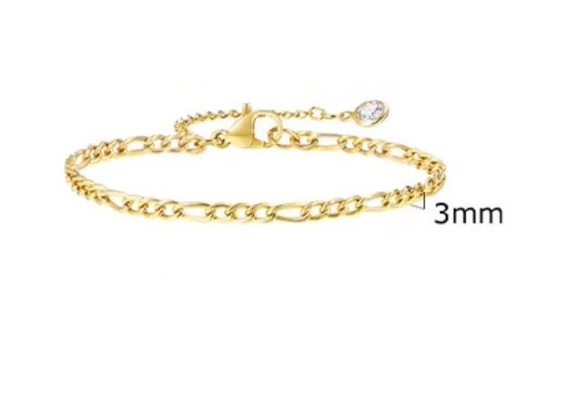 Bracelet maille figaro femme en acier doré par Bijoux des Lys