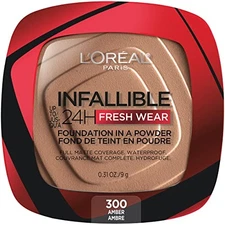 L'Oreal Infallible Fresh Wear Foundation in a Powder, Waterproof, Amber 0.31 oz.