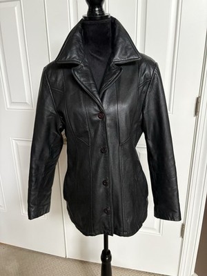 Vintage Wilsons Maxima Black Leather Lined Blazer Women s L Soft Leather Jacket