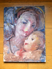 MATERNITA' dipinto olio su cartoncino 1930 attribuibile a PINETTA GRAMOLA