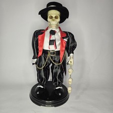 Vintage Gemmy Animated Swingin' Skelly Gangster Zoot Suit Skeleton Works