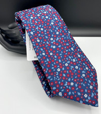 Tommy Hilfiger Men's Polyester Tie  Blue  Botanical Floral  NEW MSRP: 69.50