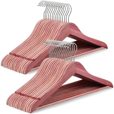 30-Pack American Red Cedar Wooden Hangers, Clothes Hangers for