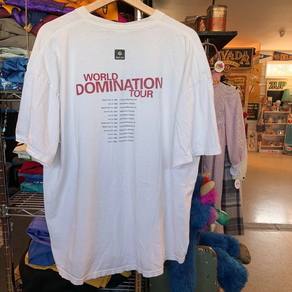 1990s Vintage PETE SAMPRAS Nike World Domination Tour Tennis Wimbledon T-shirt - Image 4 of 4