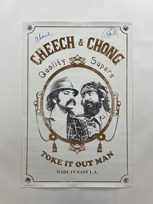 Cheech & Chong Signed 24x36 Poster Toke It Out Autographed JSA