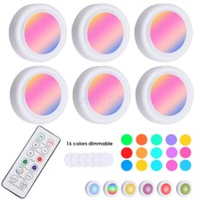 RGB Wireless LED Puck Lights Closet Lights Under Cabinet Lighting with Remote
