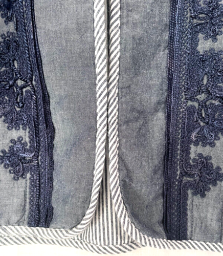 Lovely *ROSE & ROSE* Blue Cotton Embroidered Quilted Jacket L - Picture 7 of 13