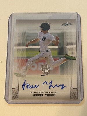 Autógrafo Jacob Young 2017 Leaf Perfect Game Nike todo-americano auto novato