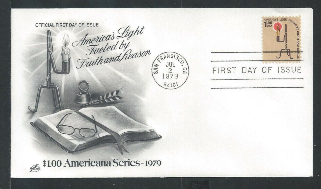 1610 1 CANDLESTICK LAMP AMERICA'S LIGHT FUELED BY TRUTH 1979 ARTCRAFT