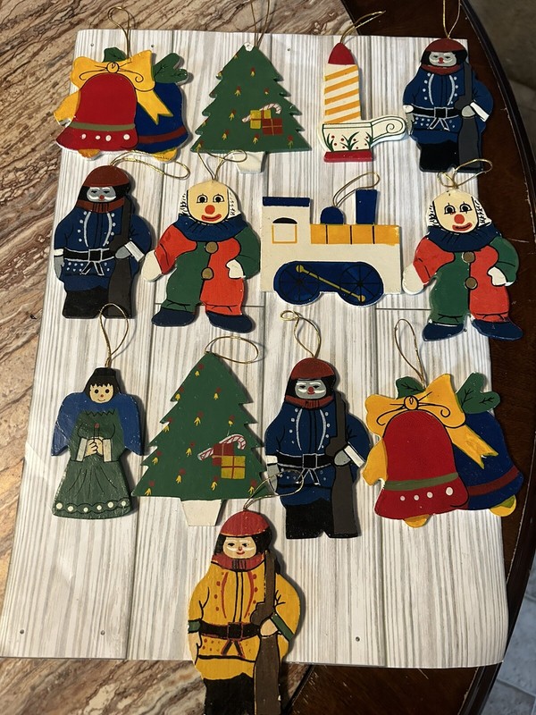 26 Hand Painted  Wooden Ornaments