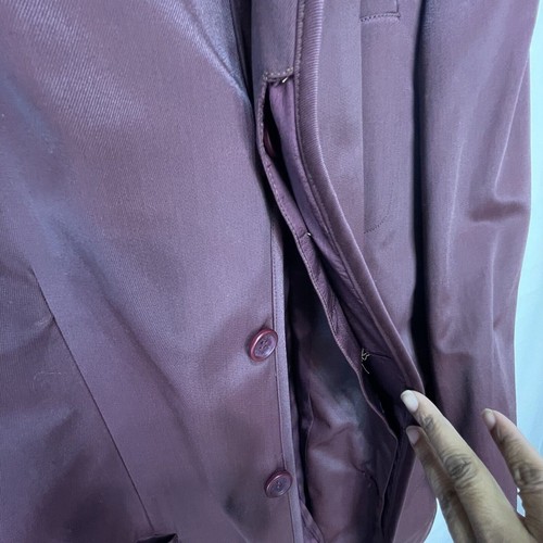 VERSACE Techno Jeans Satin Blazer Burgundy Size 50 M/L Rare Vintage Hide Buttons - Picture 19 of 24
