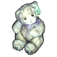 Aurora Beary Friends HEATHER Skate Bear Glitter Purple 10in Plush Purple Bow Tag