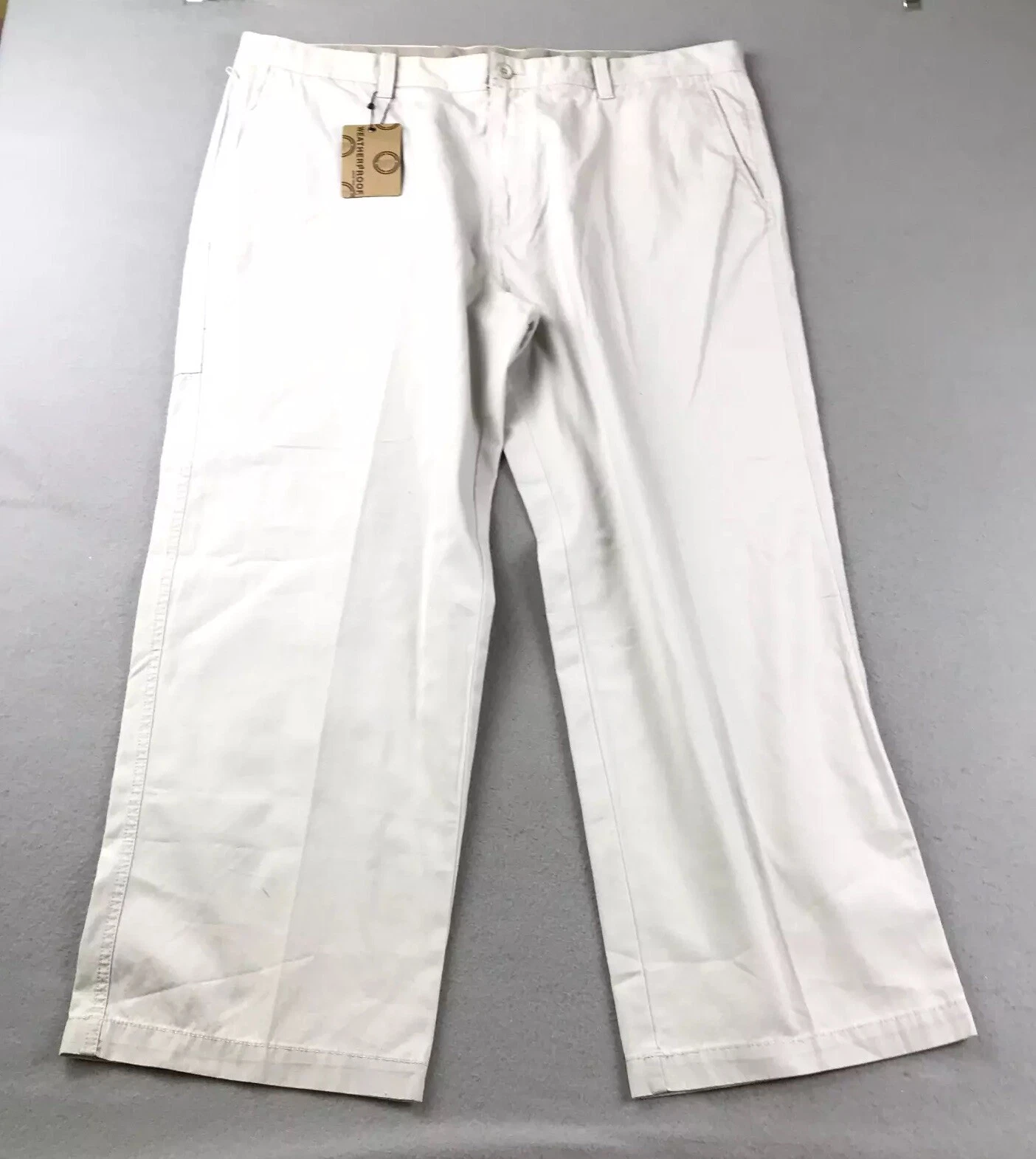 Weatherproof Pants Mens 42X29 Off White Cotton Straight Leg Comfort Stretch NWT