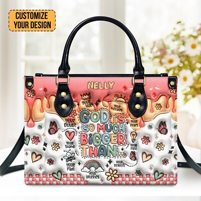Personalized Christian God Is So Much Bigger Than Your Mistakes Leather Handbag