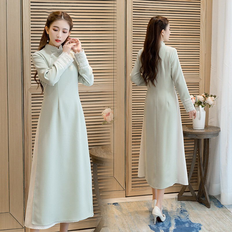 chinese retro style 5xl dress Chinese Style Women's Mid Length Dress Large-sized Floral Retro Printed  Loose