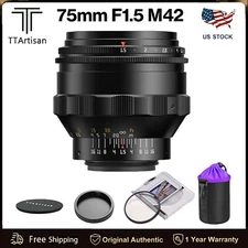 TTArtisan 75mm F1.5 Swirly Bokeh Full Frame Large Aperture Lens for M42 Cameras
