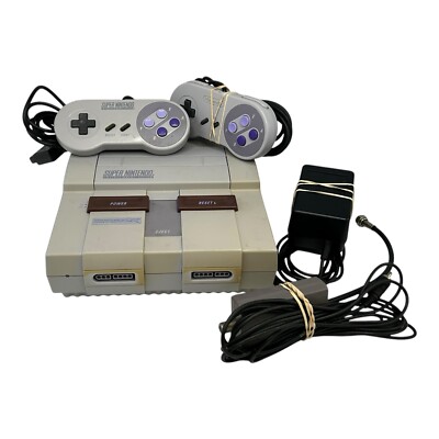 Super Nintendo SNES System Console & 2 OEM Controllers Authentic Cord Tested