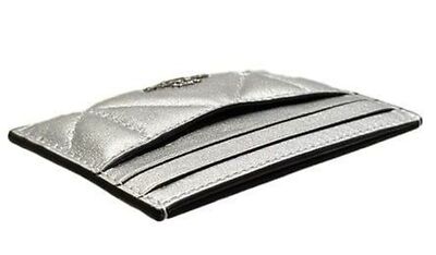 COACH Slim Id Card Case Wallet In Silver Metallic W/ Puffy Diamond