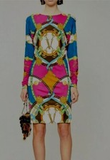 VERSACE LONG SLEEVED MINI DRESS FUXIA STAMP UK 8