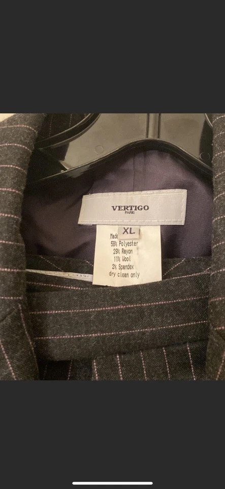 Vertigo Paris женщин шерсти смесь розовый полоски брюки костюм размер Jaket Xl, брюки 38/6 - Изображение 3 из 4