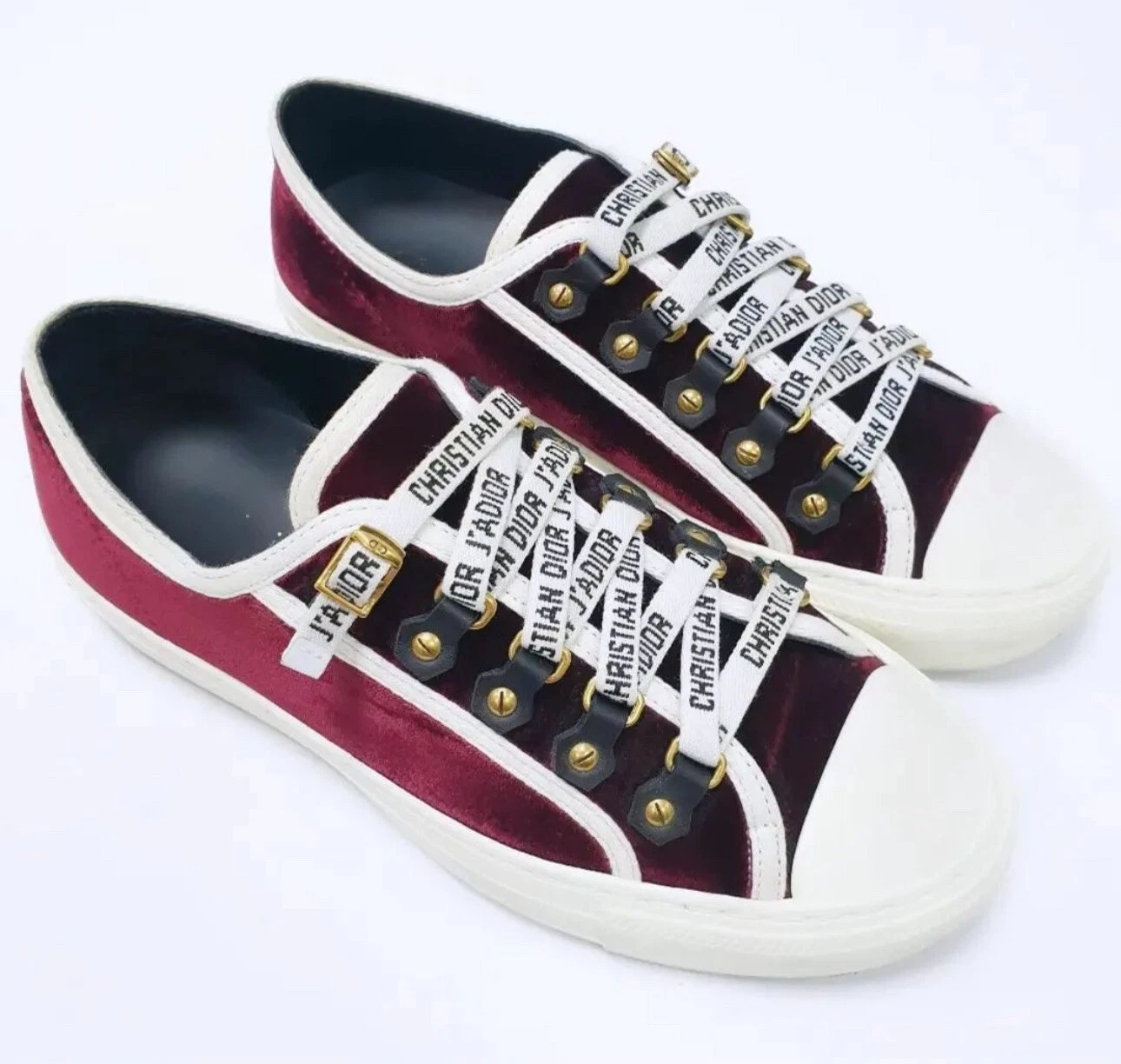 Baskets Walk'n'Dior Bourgogne/blanc velours et caoutchouc taille 36,5