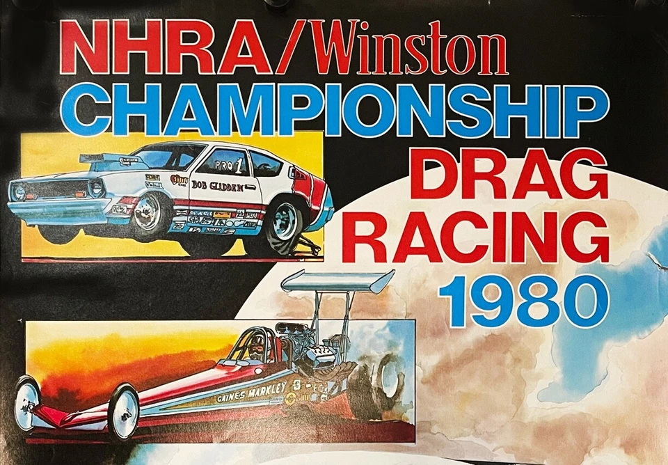 PÓSTER VRHTF DE COLECCIÓN NHRA "1980 CHAMPIONSHIP DRAG RACING JON JODAUGA ILLUS 19" X 22" Foto 4 de 4