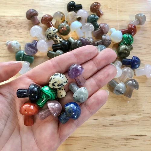 30 Stck. Mini Kristall Pilze Achat Steine Natur Quarz Edelstein Kristall Heilung - Bild 5 von 6